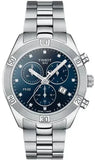 Tissot PR 100 Sport Chic Chronograph Diamonds Blue Dial Silver Steel Strap Watch for Women - T101.917.11.046.00 Authentic Buy Shop Now