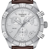 Tissot PR 100 Sport Quartz Chronograph Silver Dial Brown Leather Strap Watch For Men - T101.617.16.031.00 Authentic Buy Shop Now