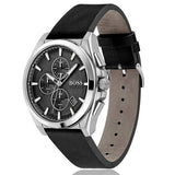 Hugo Boss Grandmaster Chronograph Black Dial Black Leather Strap Watch for Men - 1513881 Authentic Buy Shop Now
