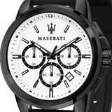 Maserati Successo 44mm White Dial Black Silicone Strap Watch For Men - R8871621010 Authentic Buy Shop Now