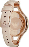 Emporio Armani Chiara Quartz Crystals White Dial Rose Gold Leather Strap Watch For Women - AR7437 Authentic Buy Shop Now