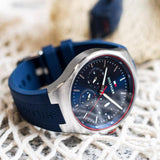 Tommy Hilfiger Justin Chronograph Blue Dial Blue Rubber Strap Watch for Men - 1792057 Authentic Buy Shop Now