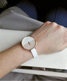 Calvin Klein Rise White Dial White Leather Strap Watch for Women - K7A236LH Authentic Buy Shop Now