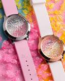 Guess Crush Crystals Gold Dial White Rubber Strap Watch for Women - W1223L3 Authentic Buy Shop Now
