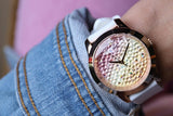 Guess Crush Crystals Gold Dial White Rubber Strap Watch for Women - W1223L3 Authentic Buy Shop Now