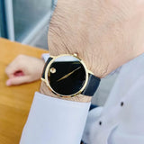 Movado Museum Classic Quartz Black Dial Black Leather Strap Watch for Men - 0607195 Authentic Buy Shop Now