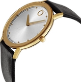 Movado TC Silver Dial Black Leather Strap Watch For Men - 606695 Authentic Buy Shop Now