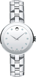 Movado Sapphire Diamonds Silver Dial Silver Steel Strap Watch For Women - 606814 Authentic Buy Shop Now