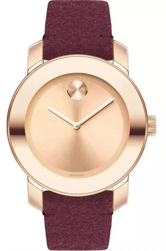 Movado Bold Rose Gold Dial Red Leather Strap Watch for Women - 3600447 Authentic Buy Shop Now