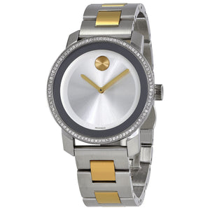 Movado Bold Diamonds Silver Dial Two Tone Steel Strap Watch for Women - 3600451 Authentic Buy Shop Now
