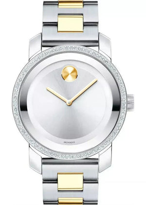 Movado Bold Diamonds Silver Dial Two Tone Steel Strap Watch for Women - 3600451 Authentic Buy Shop Now