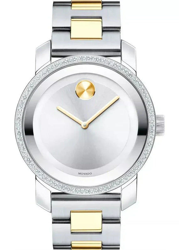 Movado Bold Diamonds Silver Dial Two Tone Steel Strap Watch for Women - 3600451 Authentic Buy Shop Now