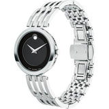Movado Esperanza 28mm Black Dial Silver Steel Strap Watch For Women - 0607051 Authentic Buy Shop Now