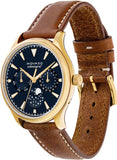 Movado Heritage Celestograf Navy Blue Dial Brown Leather Strap Watch For Women - 3650010 Authentic Buy Shop Now