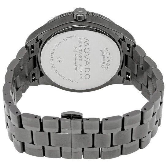 Movado Heritage Calendoplan Black Dial Silver Steel Strap Watch For Men - 3650095 Authentic Buy Shop Now