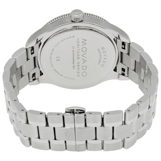 Movado Heritage Calendoplan Blue Dial Silver Steel Strap Watch For Men - 3650094 Authentic Buy Shop Now
