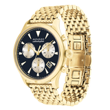 Movado Heritage Calendoplan Blue Dial Gold Steel Strap Watch for Men - 3650015 Authentic Buy Shop Now