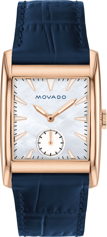 Movado Heritage Mother of Pearl White Dial Blue Leather Strap Watch For Women - 3650052 Authentic Buy Shop Now