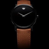Movado Museum Classic Black Dial Brown Leather Strap Watch for Men - 0607198 Authentic Buy Shop Now
