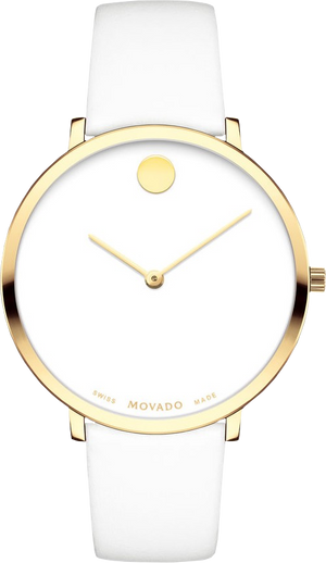 Movado 70th Anniversary Limited Edition White Dial White Leather Strap Watch For Women - 0607138 Authentic Buy Shop Now