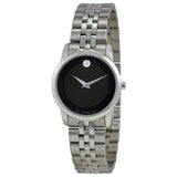 Movado Museum Classic Black Dial Silver Steel Strap Watch For Women - 0606505 Authentic Buy Shop Now
