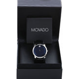 Movado Museum Classic Blue Dial Black Leather Strap Watch for Men - 606610 Authentic Buy Shop Now