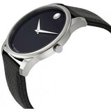 Movado Museum Black Dial Black Leather Strap Watch For Men - 607012 Authentic Buy Shop Now