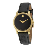 Movado Museum Classic Black Dial Black Leather Strap Watch For Women - 0607016 Authentic Buy Shop Now