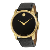 Movado Museum Black Dial Black Leather Strap Watch For Men - 0607014 Authentic Buy Shop Now