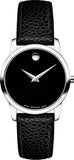Movado Museum Classic Black Dial Black Leather Strap Watch For Women - 0607015 Authentic Buy Shop Now