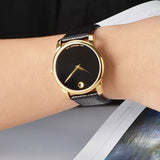 Movado Museum Black Dial Black Leather Strap Watch For Men - 0607014 Authentic Buy Shop Now