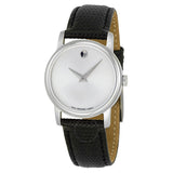 Movado Museum Silver Dial Black Leather Strap Watch For Women - 2100003 Authentic Buy Shop Now