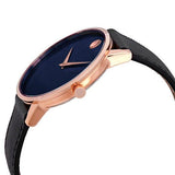 Movado Museum Sport Blue Dial Black Leather Strap Watch for Men - 0607266 Authentic Buy Shop Now