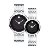 Movado Esperanza 28mm Black Dial Silver Steel Strap Watch For Women - 0607051 Authentic Buy Shop Now