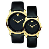 Movado Museum Classic Black Dial Black Leather Strap Watch For Women - 0606877 Authentic Buy Shop Now