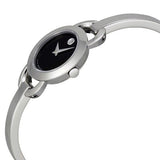 Movado Rondiro 22mm Black Dial Silver Steel Strap Watch For Women - 0606796 Authentic Buy Shop Now