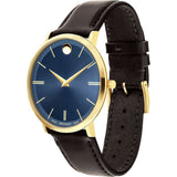 Movado Ultra Slim Blue Dial Brown Leather Strap Watch For Men - 0607088 Authentic Buy Shop Now