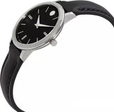 Movado Ultra Slim Black Dial Black Leather Strap Watch For Women - 0607094 Authentic Buy Shop Now