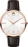Movado Ultra Slim Silver Dial Brown Leather Strap Watch For Women - 0607093 Authentic Buy Shop Now