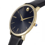 Movado Ultra Slim Black Dial Black Leather Strap Watch For Men - 0607087 Authentic Buy Shop Now