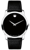 Movado Museum Black Dial Black Leather Strap Watch For Men - 607012 Authentic Buy Shop Now