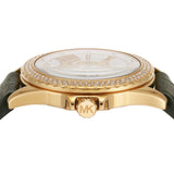 Michael Kors Mini Everest Crystals White Dial Green Leather Strap Watch for Women - MK4720