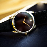 Movado Museum Black Dial Black Leather Strap Watch For Men - 0607014 Authentic Buy Shop Now