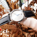 Movado Museum Silver Dial Black Leather Strap Watch For Women - 2100003 Authentic Buy Shop Now
