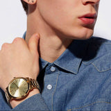 Armani Exchange Cayde Analog Gold Dial Gold Steel Strap Watch For Men - AX2707 Authentic Buy Shop Now