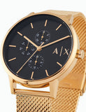 Armani Exchange Cayde Chronograph Black Dial Gold Mesh Strap Watch For Men - AX2715 Authentic Buy Shop Now