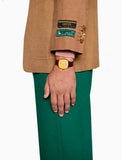 Gucci Grip Yellow Gold Dial Maroon Leather Strap Unisex Watch - YA157411 Authentic Buy Shop Now
