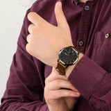 Tommy Hilfiger Hunter Black Dial Brown Leather Strap Watch for Men - 1791604 Authentic Buy Shop Now