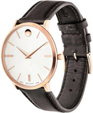 Movado Ultra Slim White Dial Brown Leather Strap Watch For Men - 0607089 Authentic Buy Shop Now