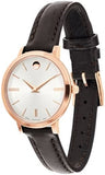 Movado Ultra Slim White Dial Brown Leather Strap Watch For Women - 0607096 Authentic Buy Shop Now